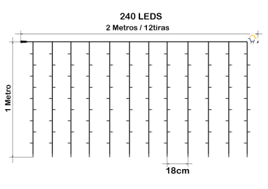 CORTINA LED 2X1 METROS 240 LED DECORACIÓN ™